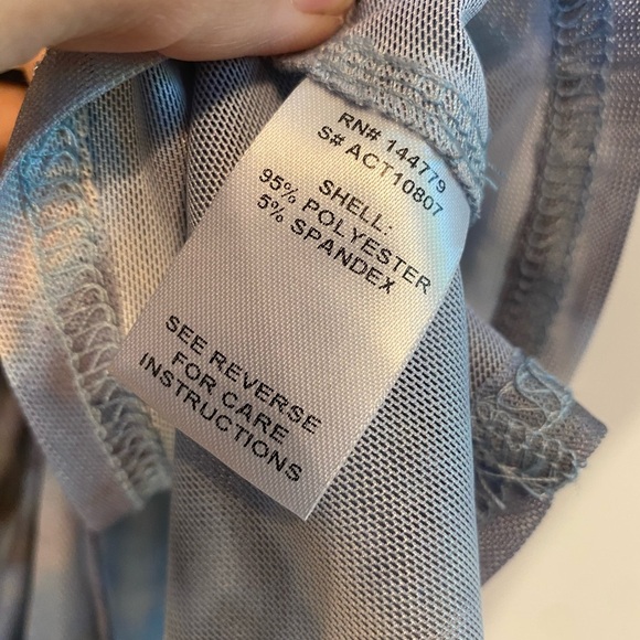 ACOA Womens Blue Marbled Mesh Long Sleeve Shirt - Picture 8 of 8